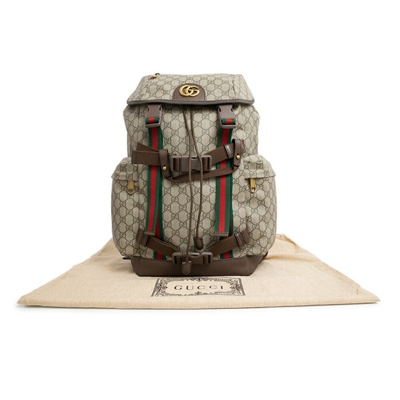Gucci Skateboard Backpack Daypack GG Supreme Canvas Leather Beige Brown - Picture 2 of 9